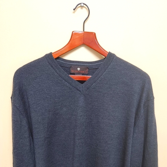 Toscano Pure Merino Wool V Neck Charcoal Sweater XXL - Picture 1 of 3